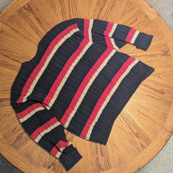 Eddie Bauer Men's Chunky Striped Cotton Sweater - Picture 1 of 7